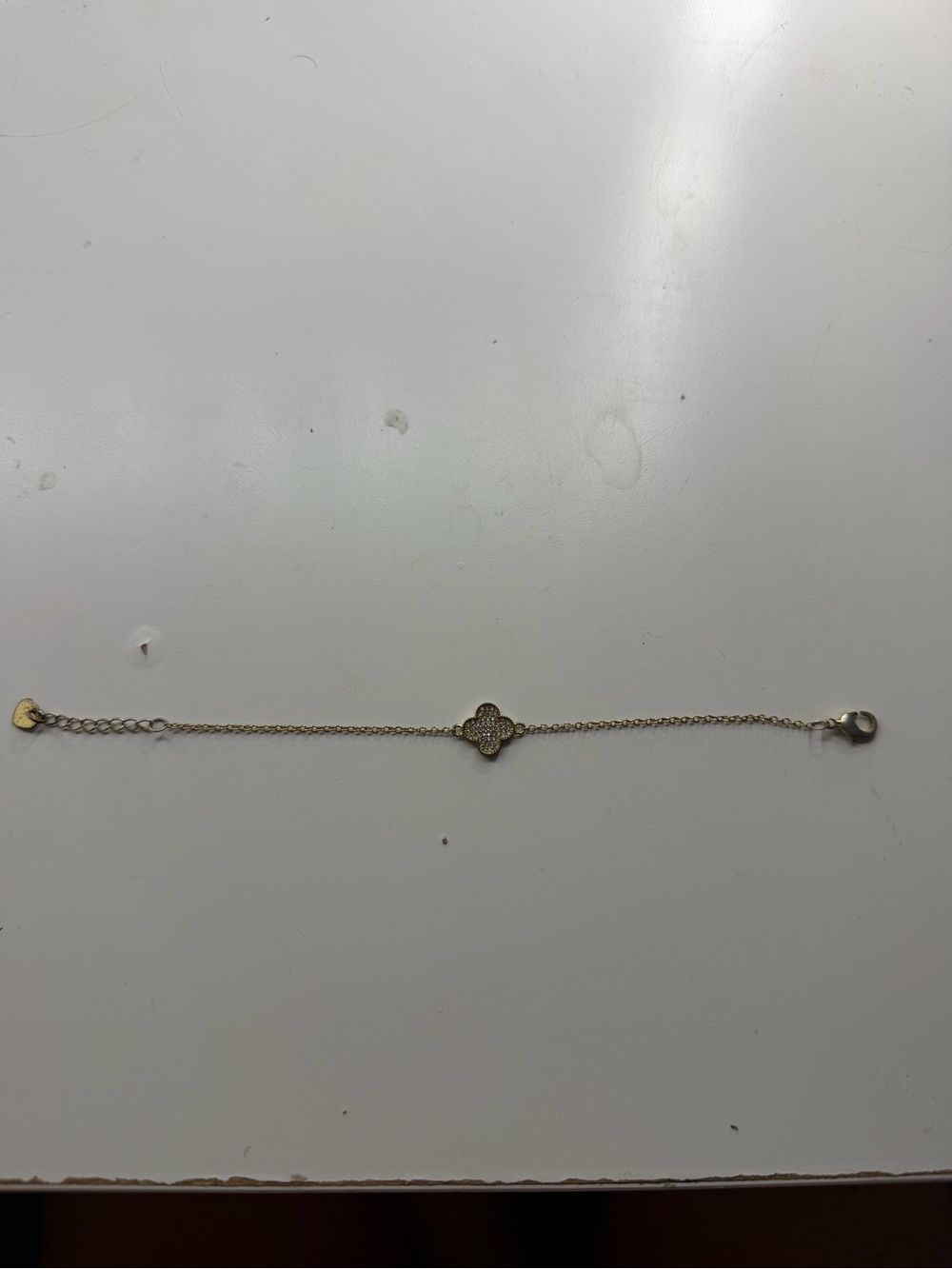 Delicate Gold Clover Bracelet with Pavé Accents